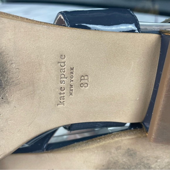 Kate Spade Merritt Slingback Dress Sandals Patent Leather Navy Blue Size 8 - Picture 5 of 15